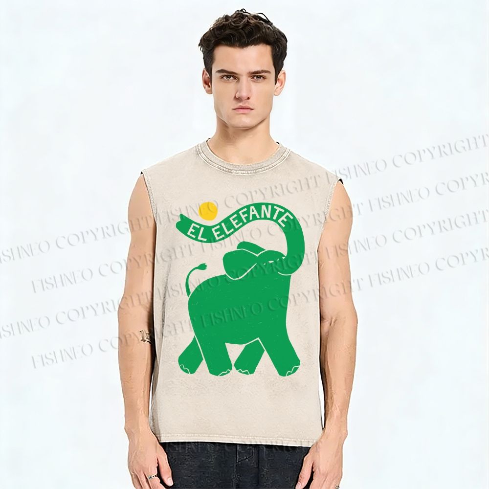 Unisex El Elefante Printed Washed Tank Top