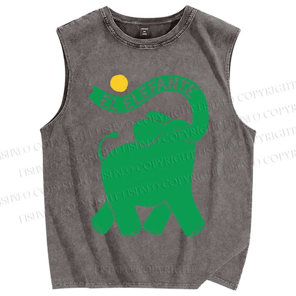 Unisex El Elefante Printed Washed Tank Top