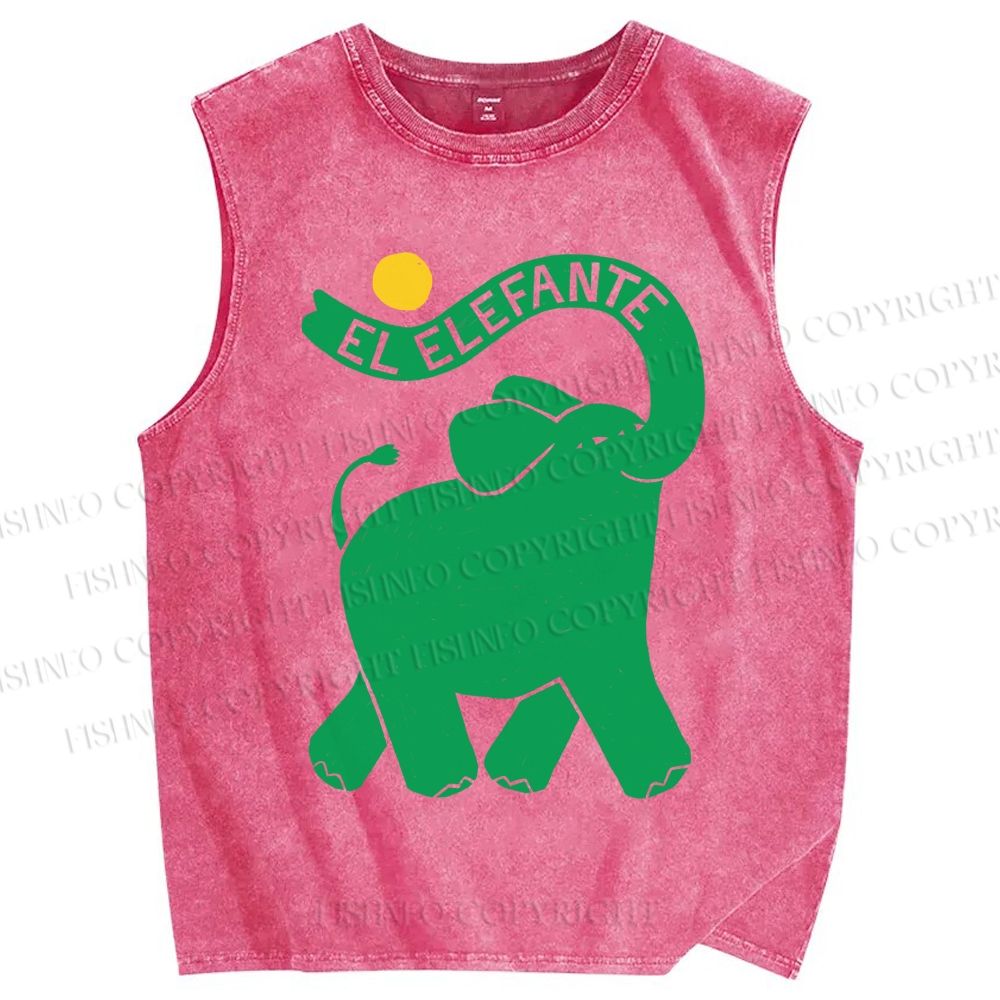 Unisex El Elefante Printed Washed Tank Top