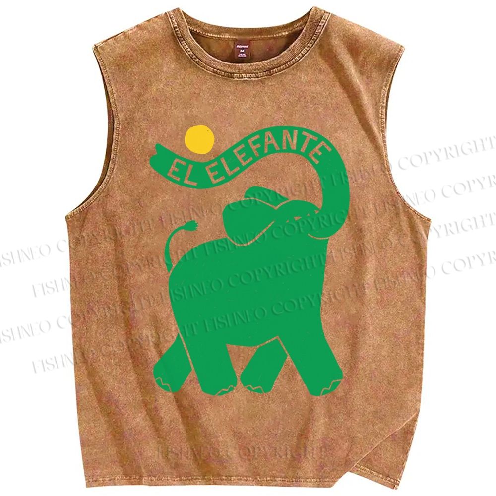 Unisex El Elefante Printed Washed Tank Top