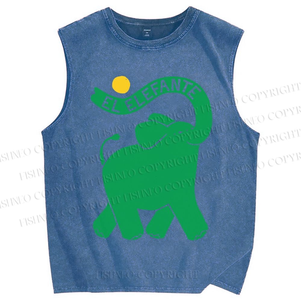 Unisex El Elefante Printed Washed Tank Top