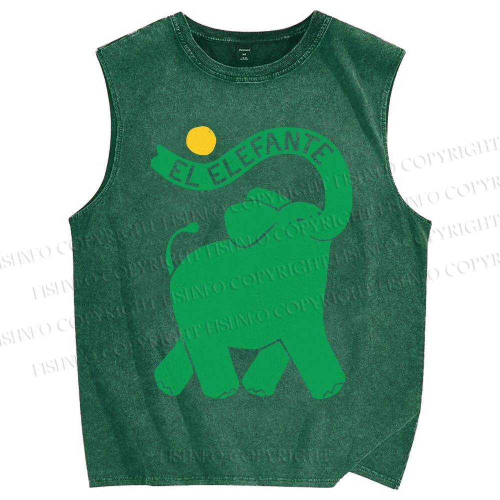 Unisex El Elefante Printed Washed Tank Top