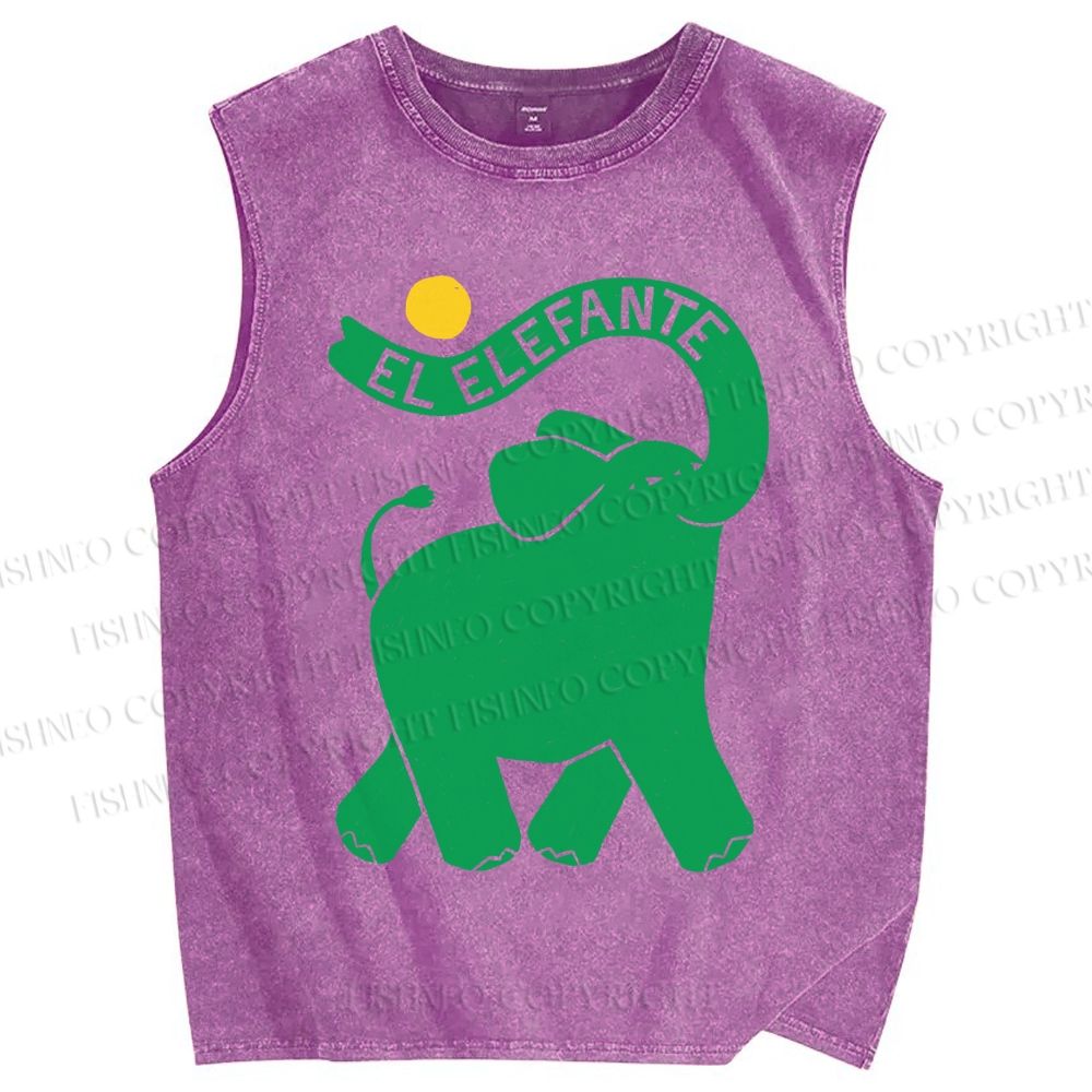 Unisex El Elefante Printed Washed Tank Top
