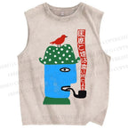 Unisex Fools And Smoke Printed Washed Tank Top