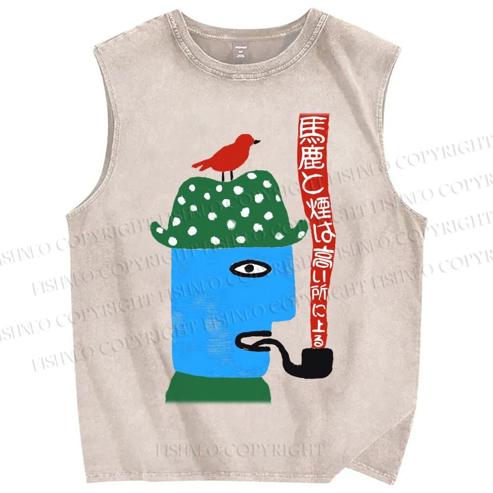 Unisex Fools And Smoke Printed Washed Tank Top