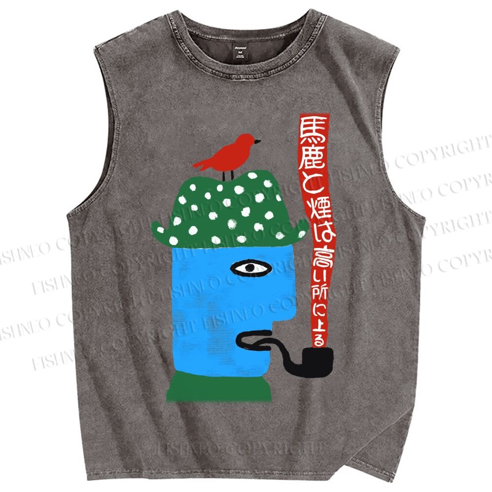 Unisex Fools And Smoke Printed Washed Tank Top
