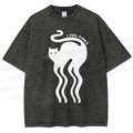 Unisex I Feel Funky Cat Printed Washed Tee