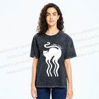 Unisex I Feel Funky Cat Printed Washed Tee