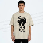 Unisex I Feel Funky Cat Printed Washed Tee
