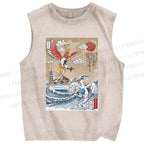 Unisex Lugia vs Ho-oh Printed Washed Tank Top