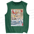 Unisex Lugia vs Ho-oh Printed Washed Tank Top