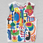 Unisex Multicolor Graffiti Printed Tank Top