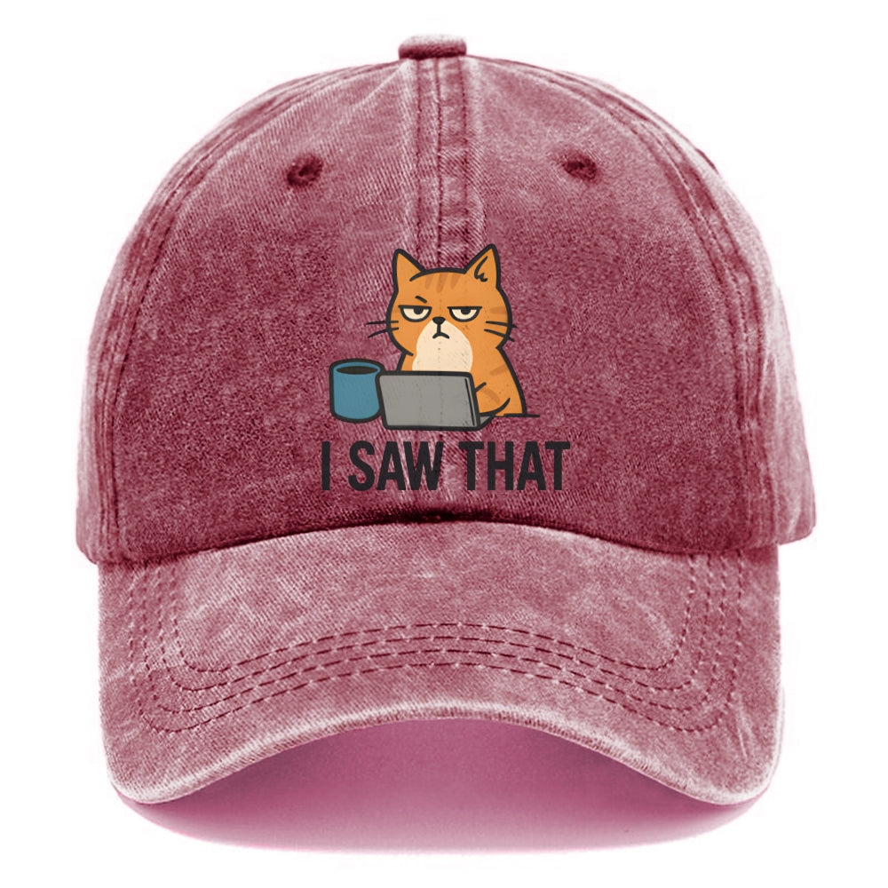 Cat with one eye open judging you - I SAW THAT - nothing escapes notice Washed Cap