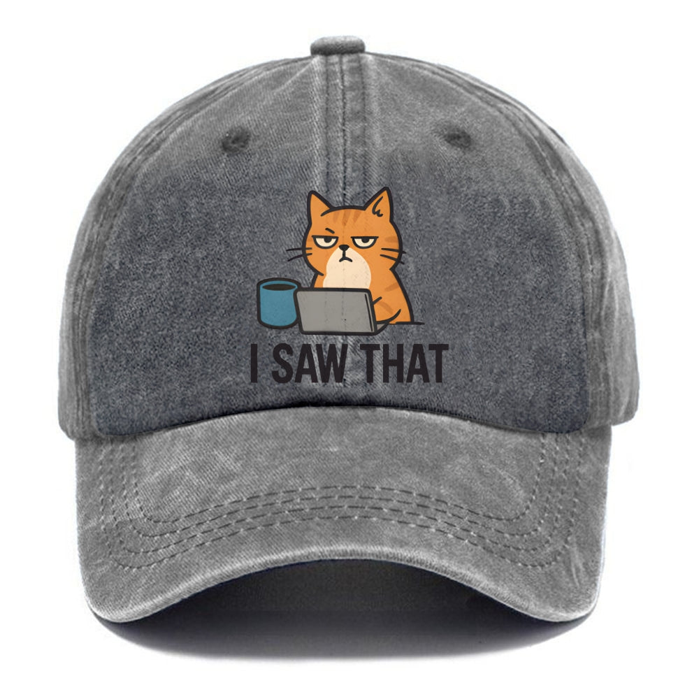 Cat with one eye open judging you - I SAW THAT - nothing escapes notice Washed Cap