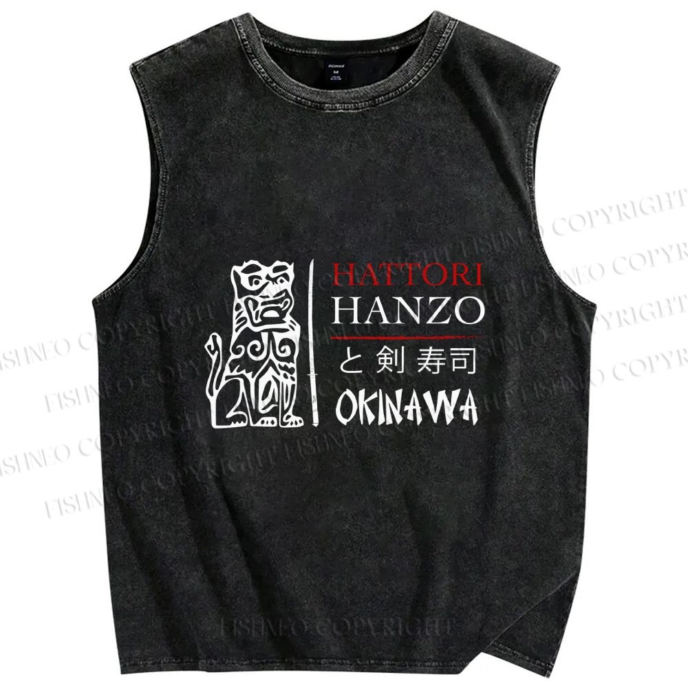 Unisex Hattori Hanzo Okinawa Printed Washed Tank Top