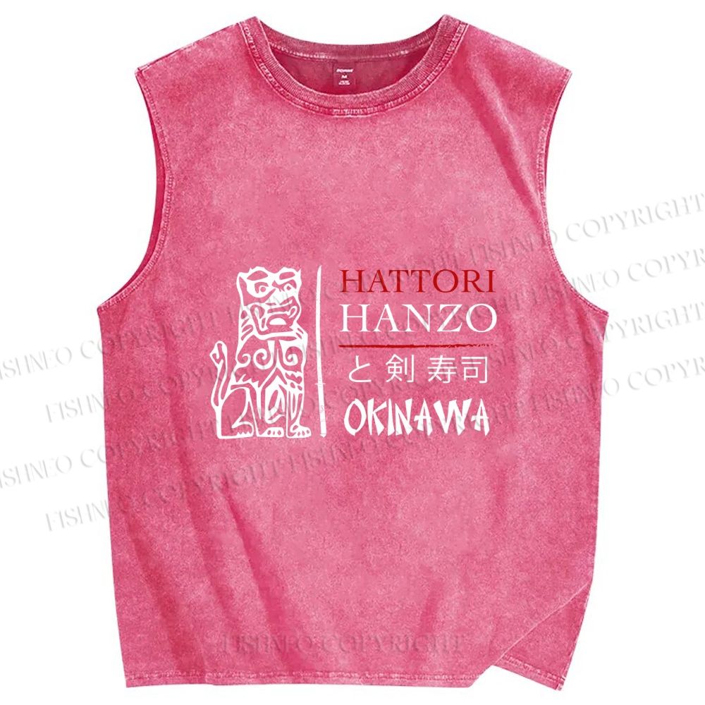 Unisex Hattori Hanzo Okinawa Printed Washed Tank Top