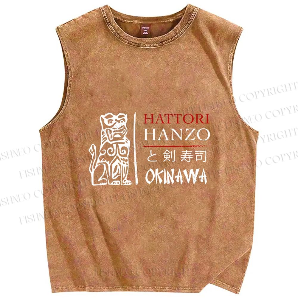 Unisex Hattori Hanzo Okinawa Printed Washed Tank Top
