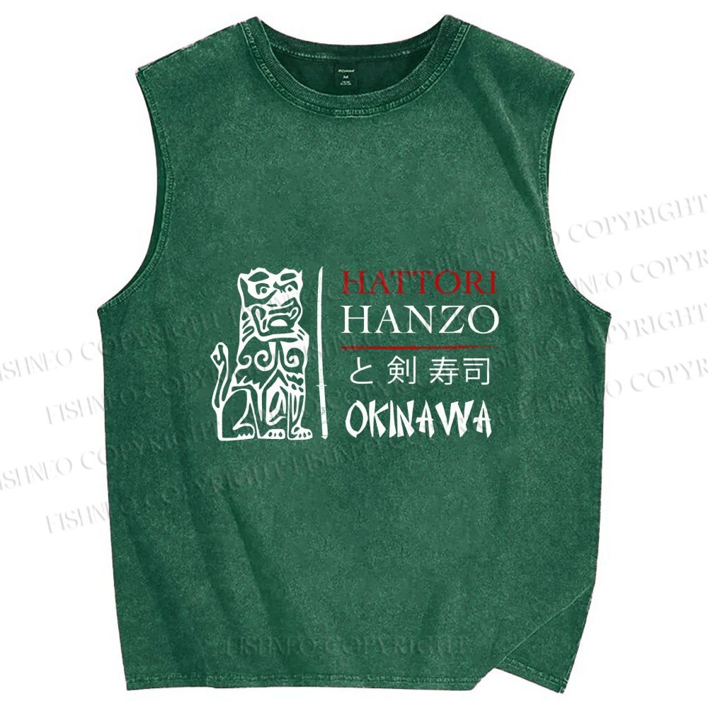 Unisex Hattori Hanzo Okinawa Printed Washed Tank Top