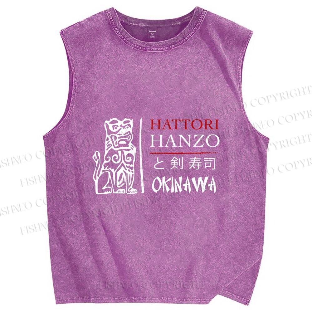Unisex Hattori Hanzo Okinawa Printed Washed Tank Top