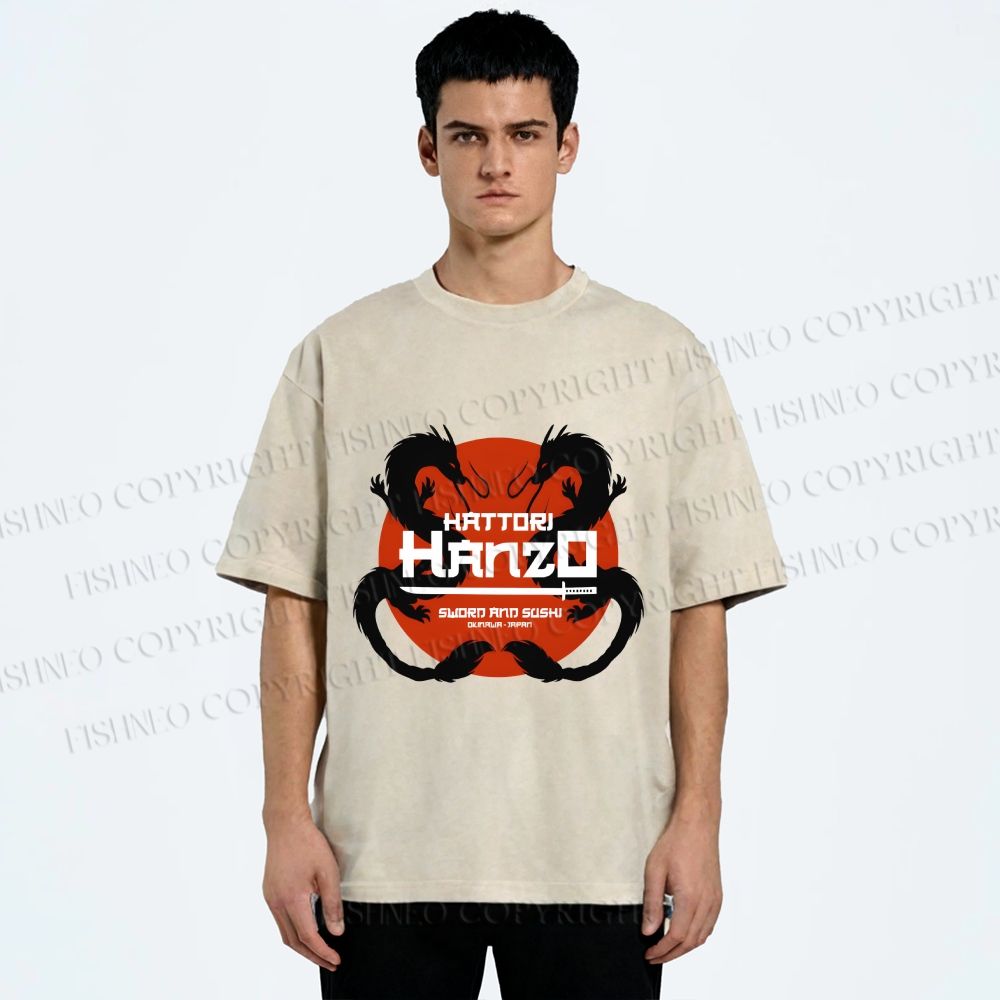 Unisex Japanese Hattori Hanzo Printed Washed Tee