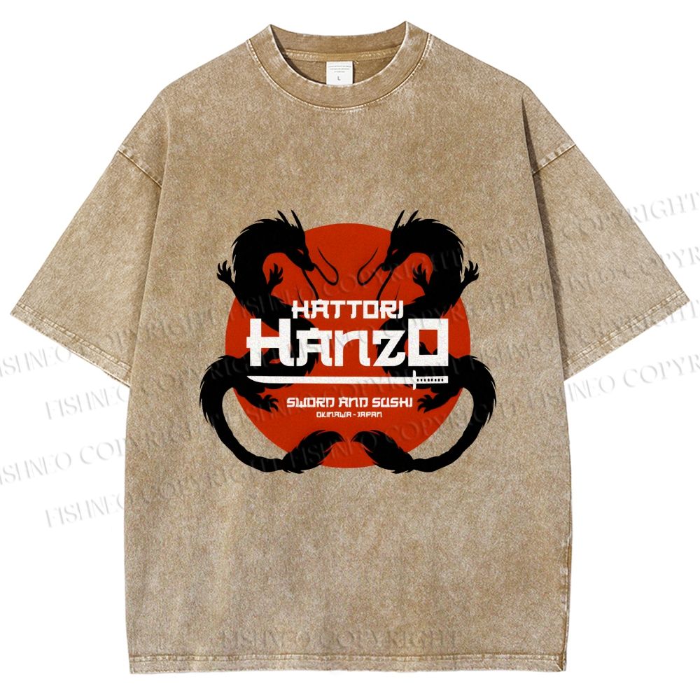 Unisex Japanese Hattori Hanzo Printed Washed Tee