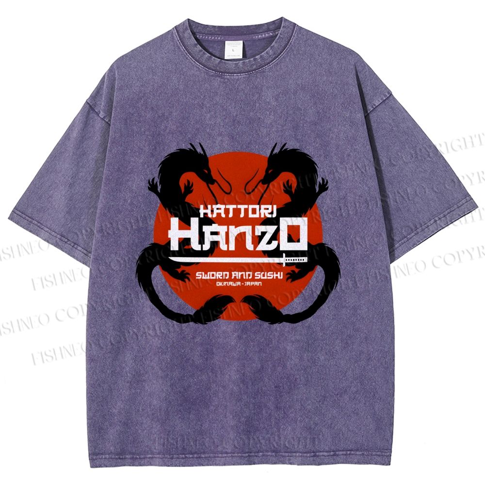 Unisex Japanese Hattori Hanzo Printed Washed Tee