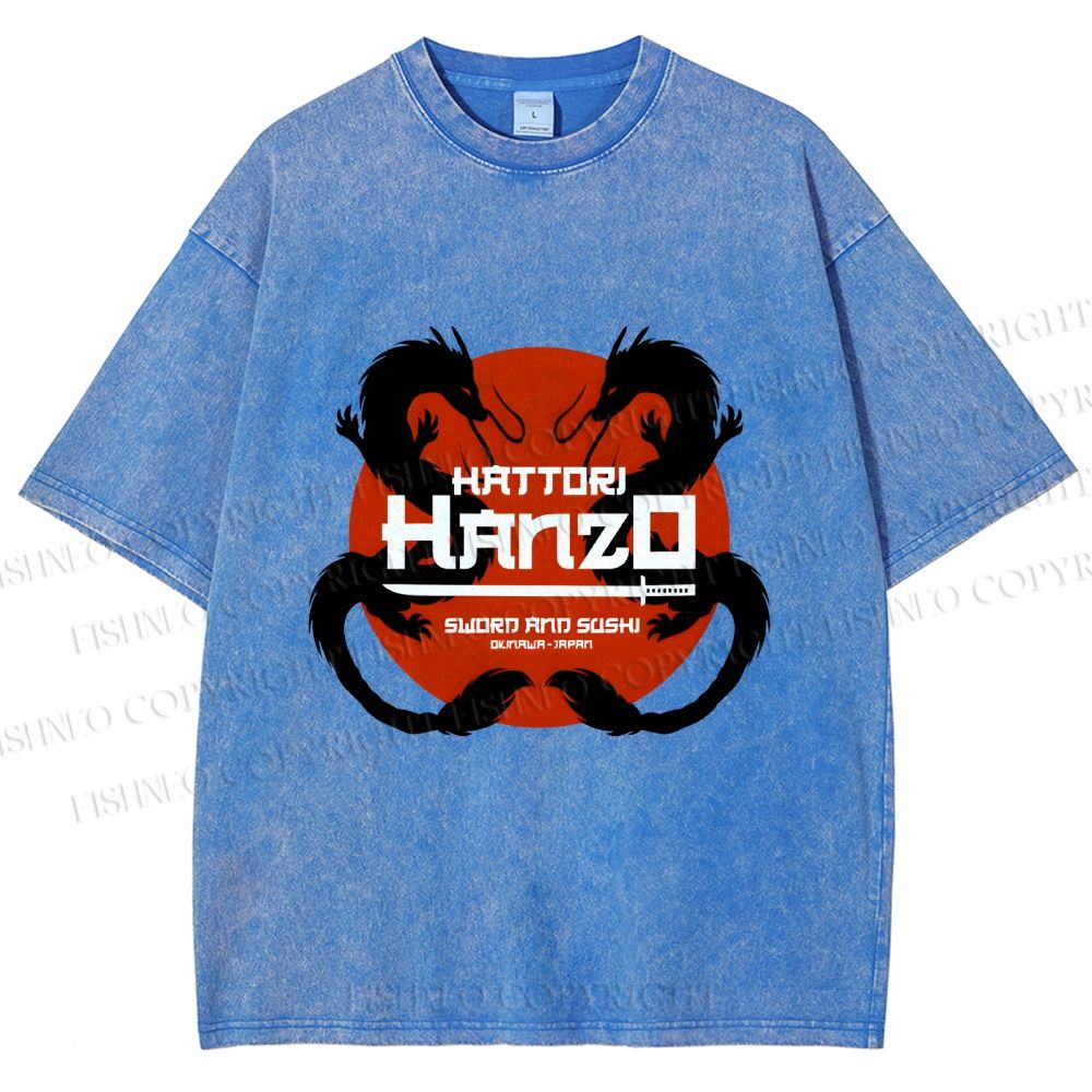 Unisex Japanese Hattori Hanzo Printed Washed Tee
