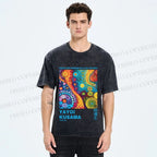 Unisex Yayoi Kusama Multicolor Graffiti Printed Washed Tee