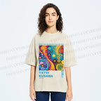 Unisex Yayoi Kusama Multicolor Graffiti Printed Washed Tee