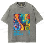 Unisex Yayoi Kusama Multicolor Graffiti Printed Washed Tee