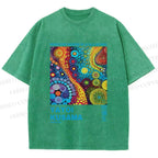 Unisex Yayoi Kusama Multicolor Graffiti Printed Washed Tee