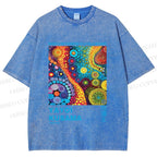 Unisex Yayoi Kusama Multicolor Graffiti Printed Washed Tee