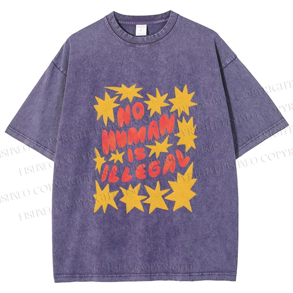 Unisex Pride No Human is Illegal Printed Washed Tee