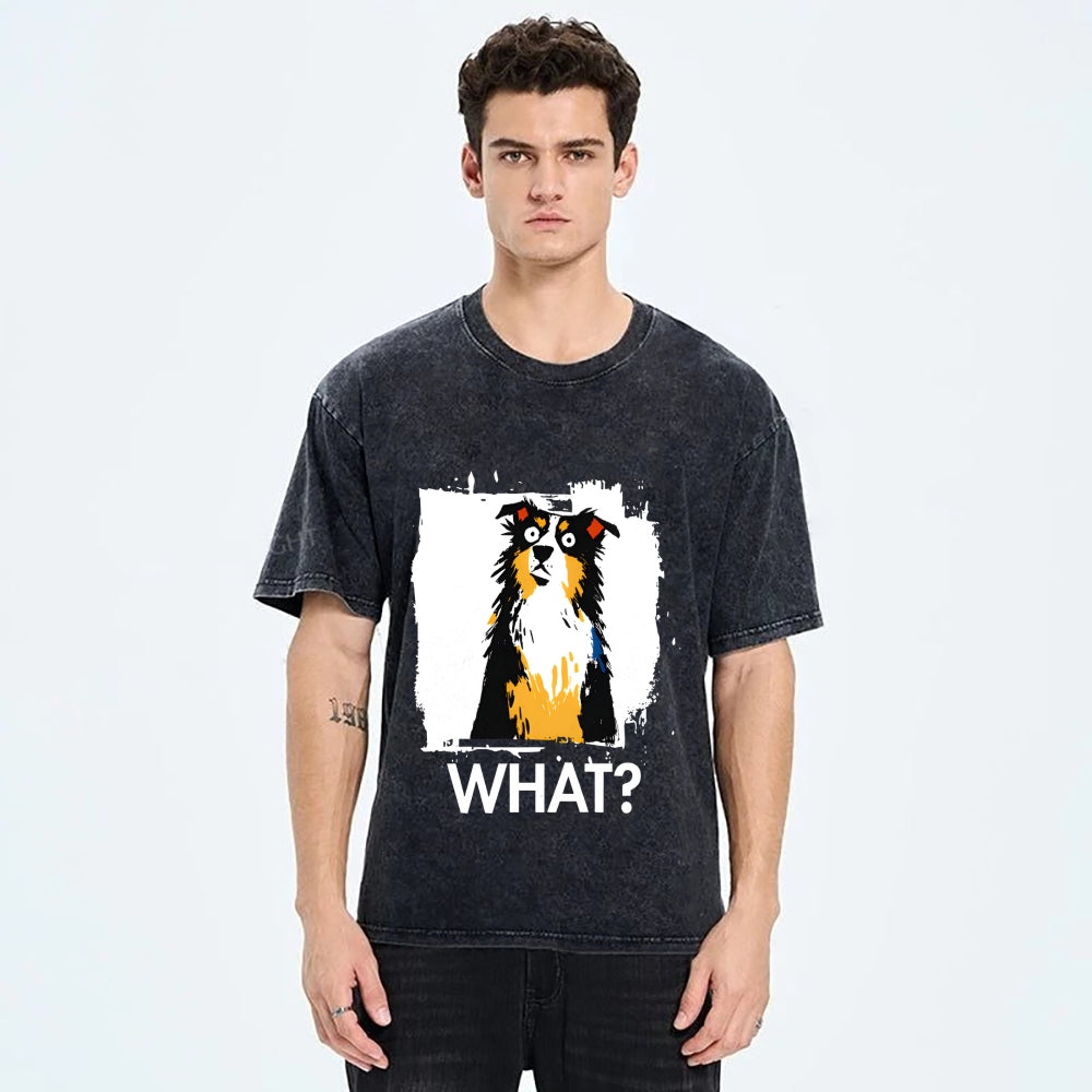 Unisex Australian Shepherd What Dog Printed Washed Tee