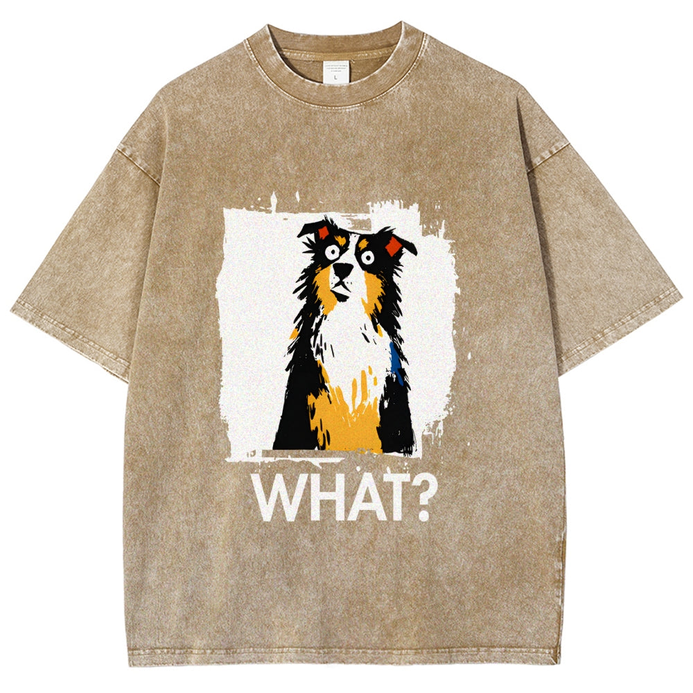 Unisex Australian Shepherd What Dog Printed Washed Tee