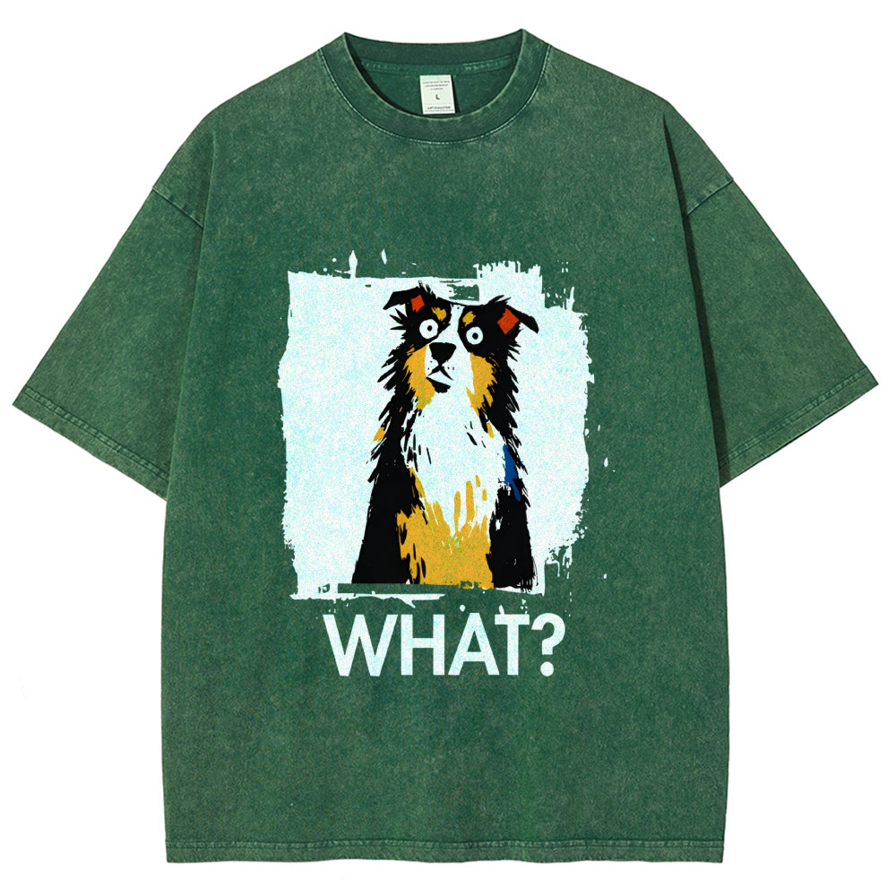 Unisex Australian Shepherd What Dog Printed Washed Tee