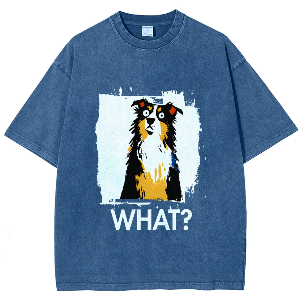 Unisex Australian Shepherd What Dog Printed Washed Tee