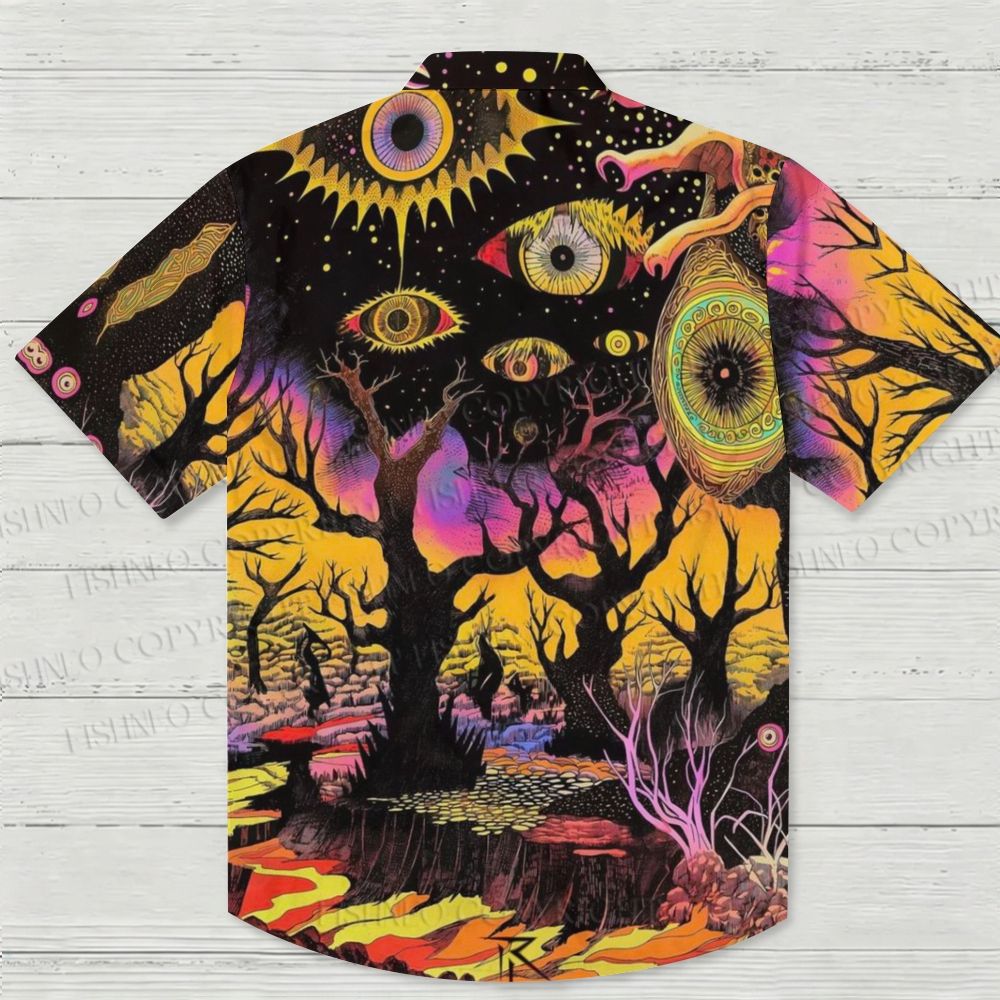 Forest with glowing eyes Hawaiian Shirt