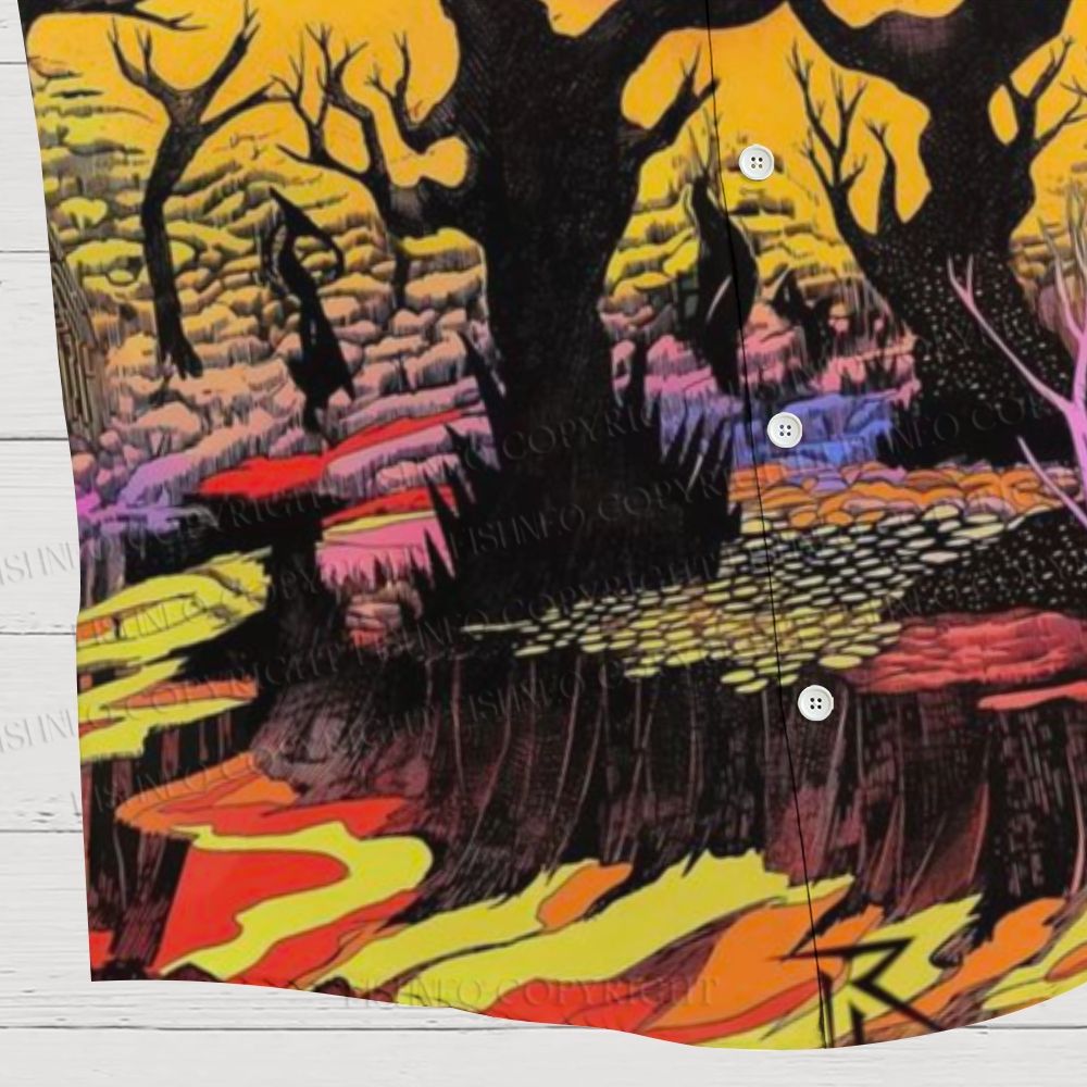 Forest with glowing eyes Hawaiian Shirt