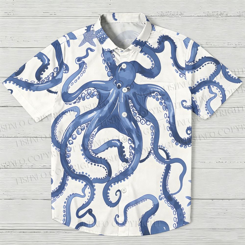 Octopus Print Hawaiian Shirt