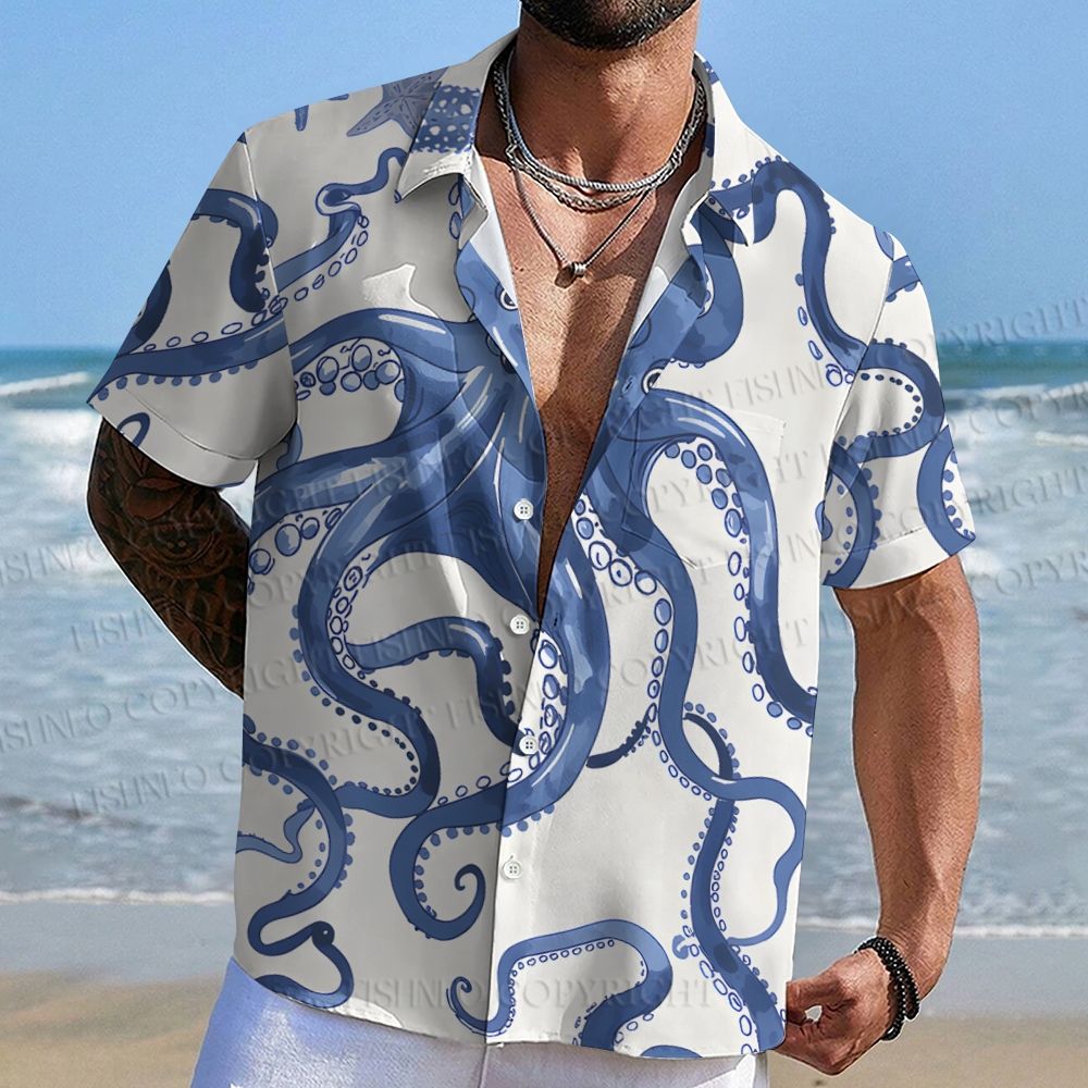 Octopus Print Hawaiian Shirt