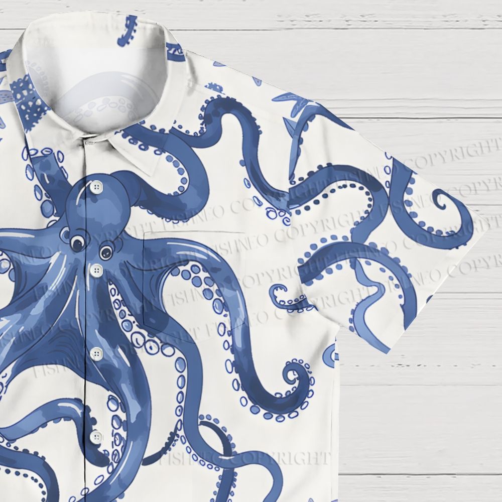 Octopus Print Hawaiian Shirt