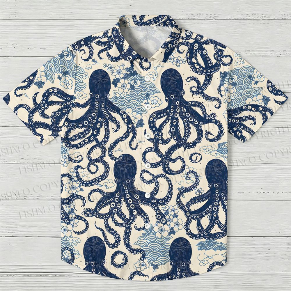 Octopus Print Hawaiian Shirt