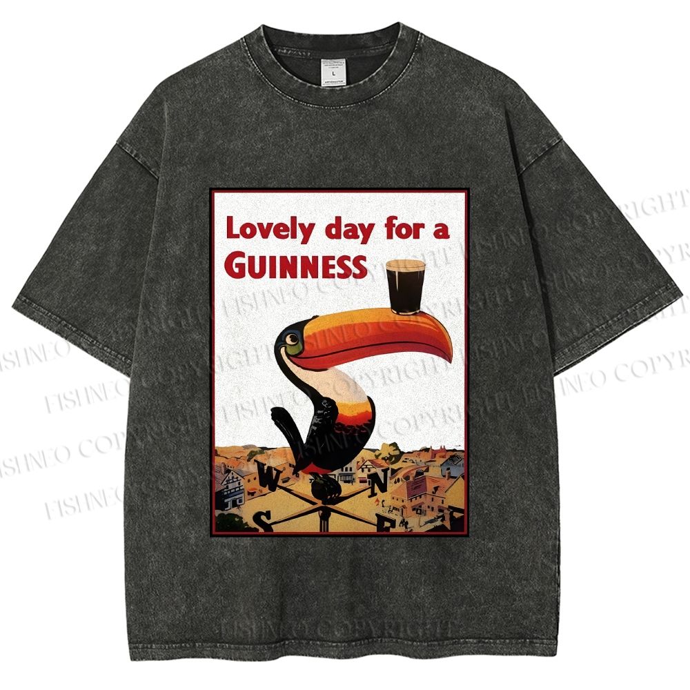 Unisex Lovely Day For A Guinness Printed Washed Tee