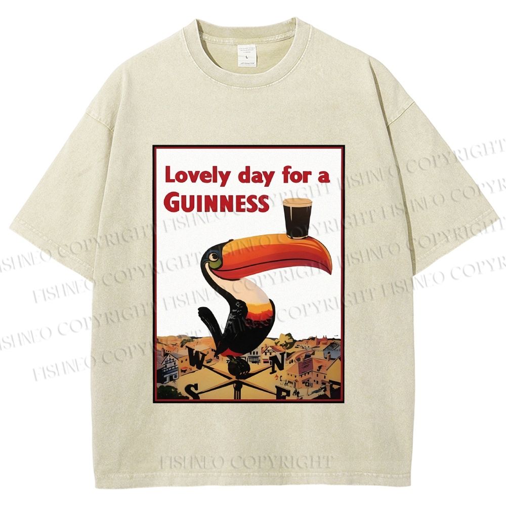 Unisex Lovely Day For A Guinness Printed Washed Tee