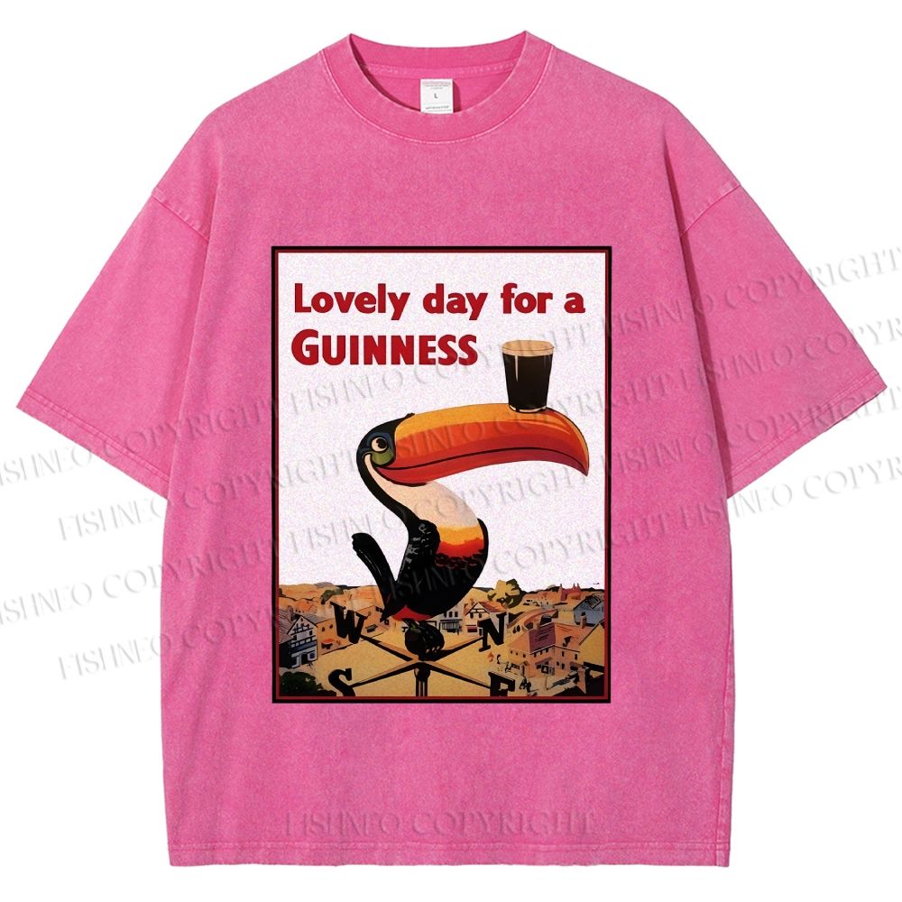Unisex Lovely Day For A Guinness Printed Washed Tee