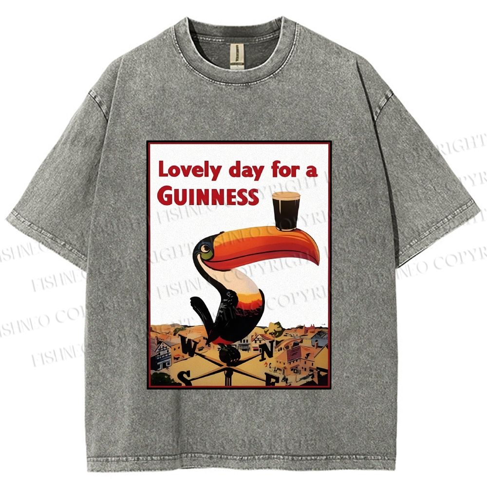 Unisex Lovely Day For A Guinness Printed Washed Tee