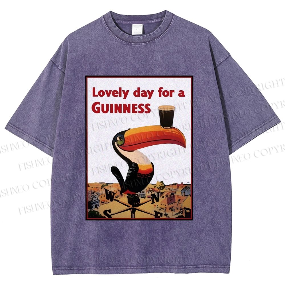 Unisex Lovely Day For A Guinness Printed Washed Tee