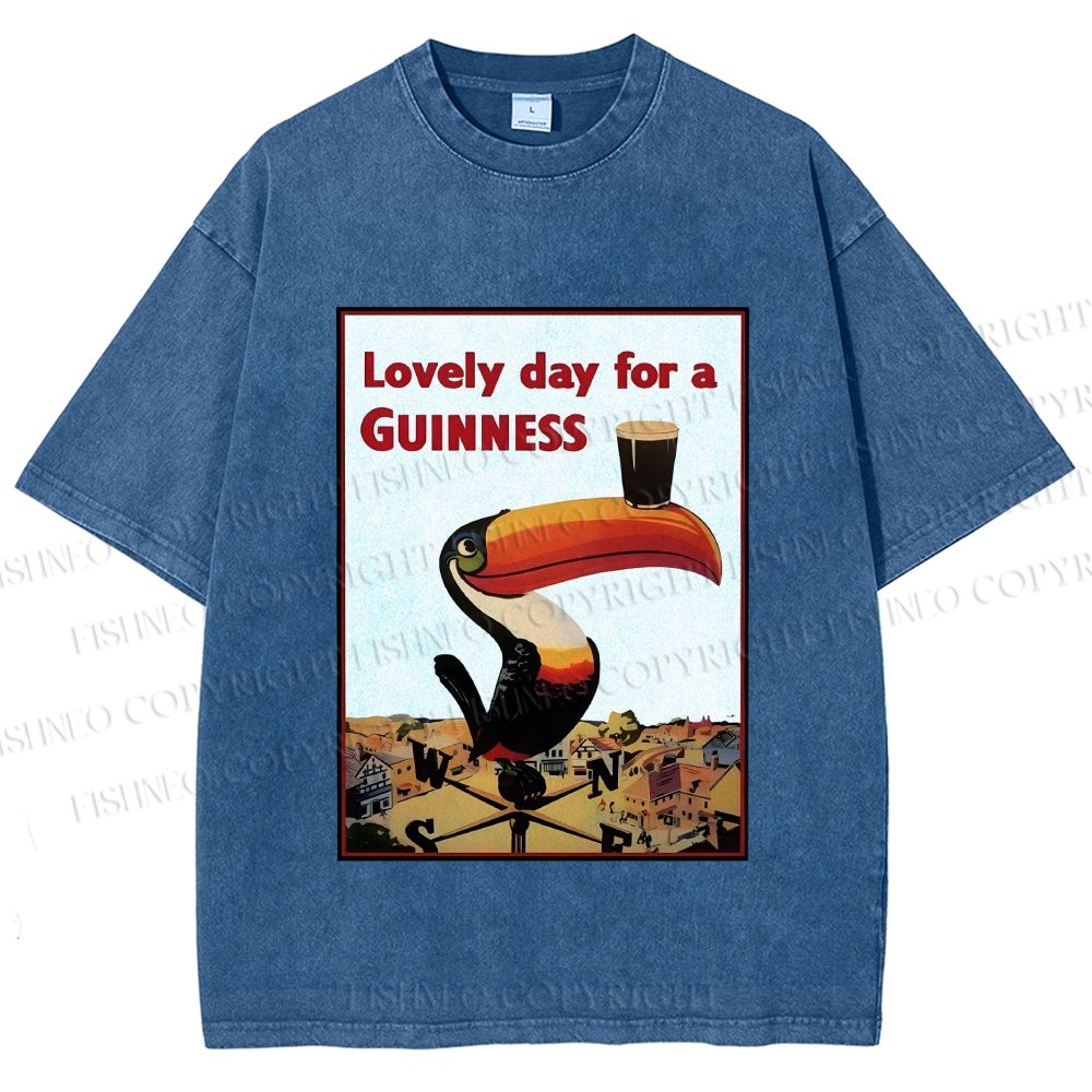 Unisex Lovely Day For A Guinness Printed Washed Tee