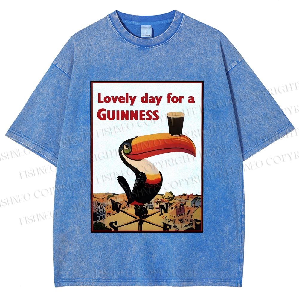 Unisex Lovely Day For A Guinness Printed Washed Tee